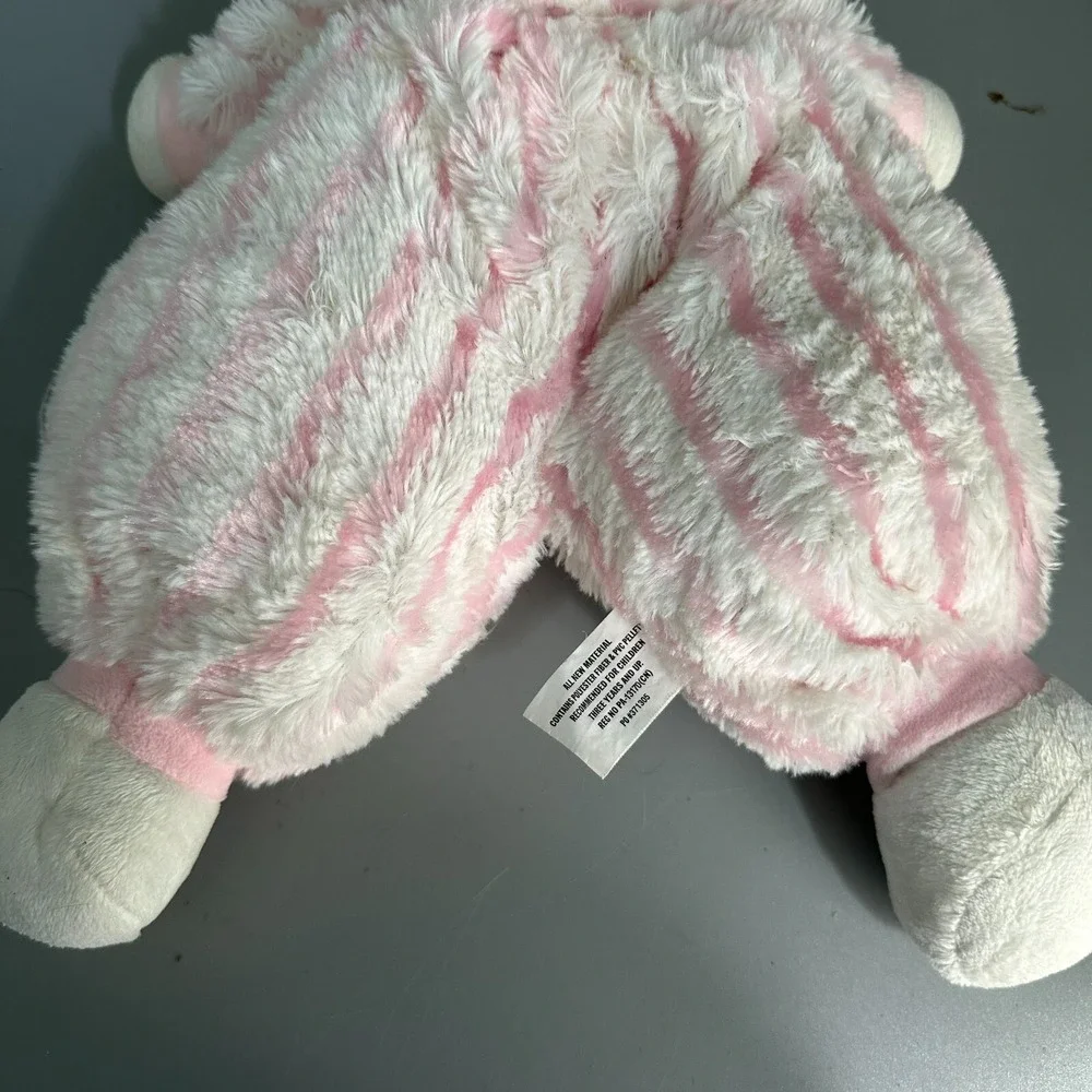 Burton + Burton Pink White Striped Bunny Rabbit Plush Stuffed Animal 2011 Toy